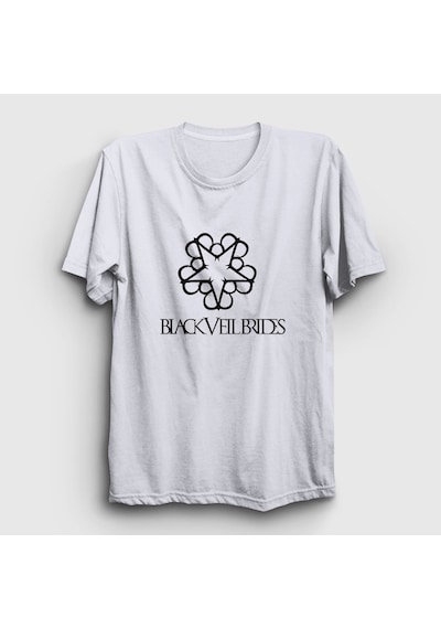 Presmono Unisex Star Black Veil Brides T-shirt Beyaz