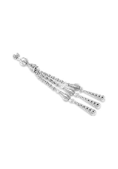 Tesbihname Metal Püskül - Arnavut Zincirli - Üç Kamçılı - Osmanlı Saltanat Desenli - Gümüş Renk