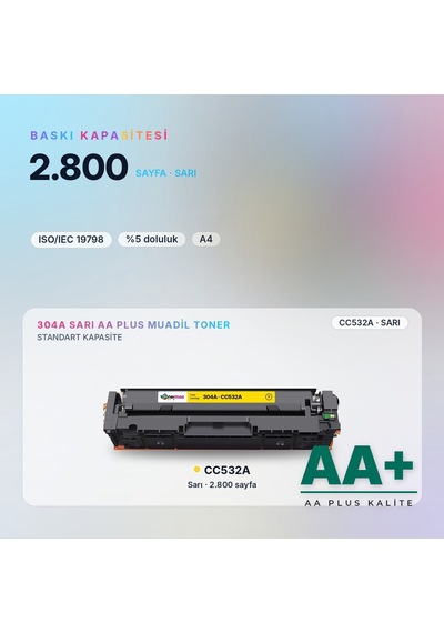 Hp 304a Cc532a Sarı Uyumlu Toner Aa Plus / Color Laserjet Cp2025 / Cm2320