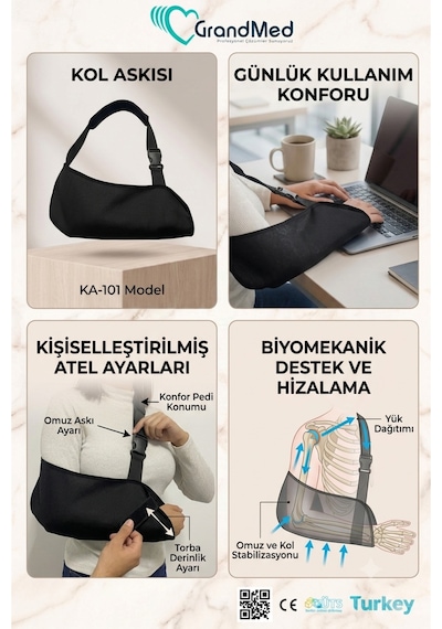 Kol Askısı Ortopedik Omuz Ve Dirsek Sabitleyici Neopren Kolay Kullanım Bedensiz Ayarlanabilir Tasarım