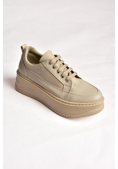 Fox Shoes P274117509 Bej Yüksek Tabanlı Kadın Spor Ayakkabı Sneakers Bej