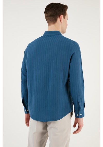 Buratti Pamuklu Regular Fit Tek Cepli Erkek Gömlek Cf24S128229 Indigo Buratti Pamuklu Regular Fit Tek Cepli Erkek Gömlek Cf24S128229 Indigo