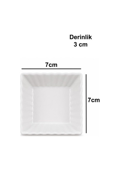 Mini Kare Kahvaltılık Kase 6'li Set 7x7 Cm Porselen Çerezlik Sosluk Sunum Kasesi Çok Renkli