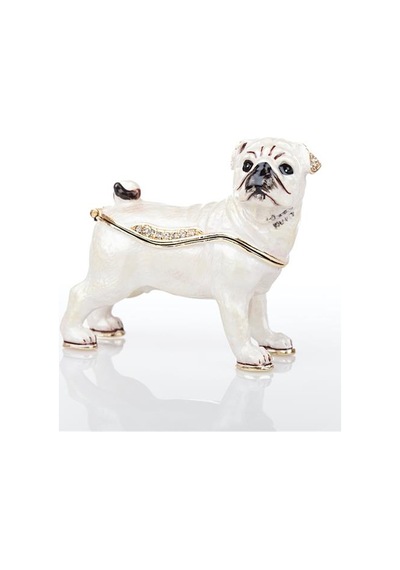 Açılabilir Metal Beyaz Köpek Figürlü Biblo Hediyelik Eşya 00802