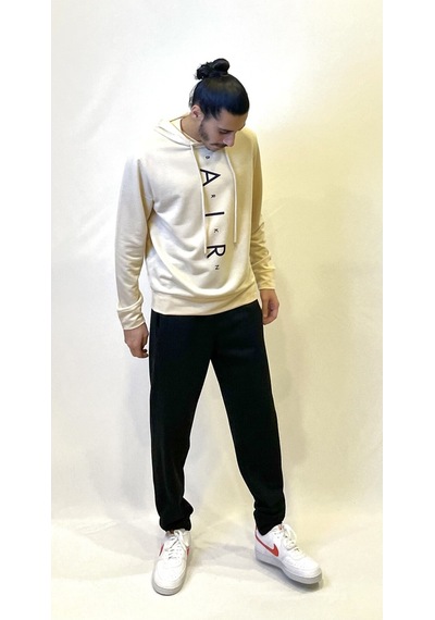 Süperlife Erkek Kapşonlu Regular Fit Air Baskılı İnce Sweatshirt Spr22sw162 Bej