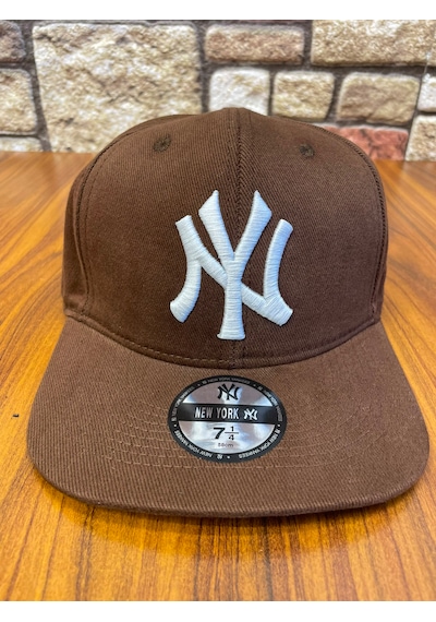 Hamze Ny New York Nakış Hip-hop Snapback Rapper Basket Beyzbol Şapka Cap Kahverengi - Beyaz
