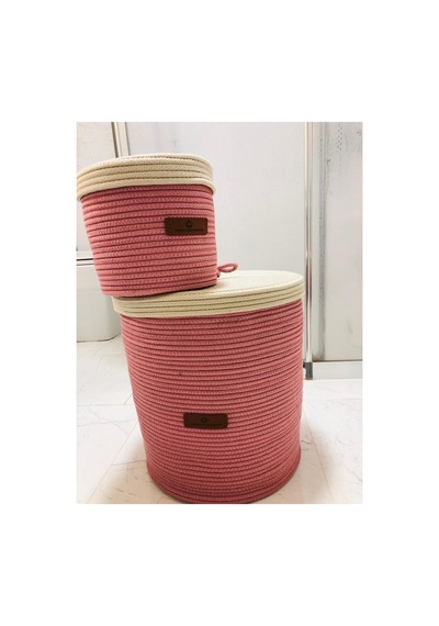 Jüt,hasır,2 Li,banyo Sepet Takımı,bohem Tarzı Banyo Takımı,iskandinav Tarzı/sepet/40x35 Pembe Pembe