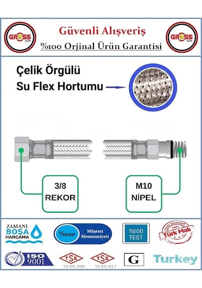 Batarya Flex Hortumu - Çelik Örgü - Spiral Batarya Hortumu - 50cm