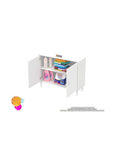 Söke 95x75x32,5 Cm Lik Küçük Alanlar İçin Akıllı Çözümler 2 Kapaklı 2 Göz Raflı Dolap Beyaz