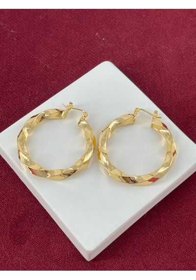 Örme Gold Halka Küpe Gold