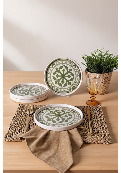 Keramika Timeless Green Stackable Pasta Tabağı 21 Cm 4 Adet 21974 Krem