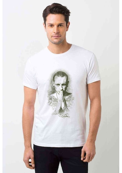 Link In Park Chester Bennington Autograph Baskılı Beyaz Erkek Ts