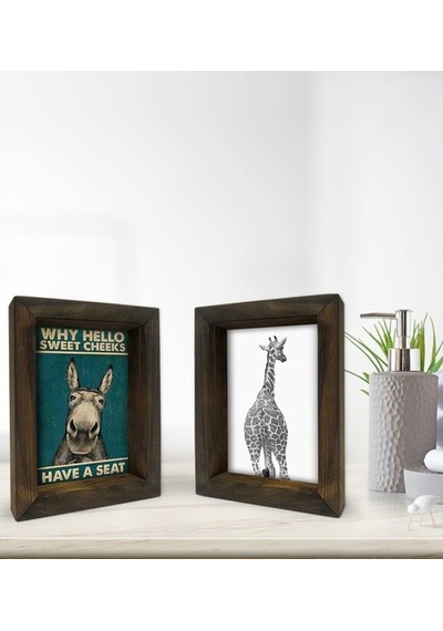 Bk Gift Banyo Dekoratif 2'Li Doğal Masif Ahşap Çerçeve 15X20Cm-27