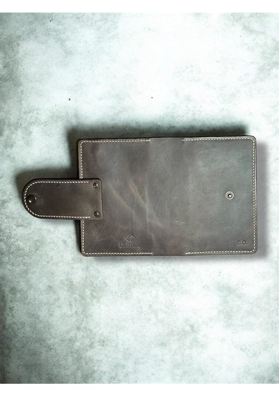 El Yapımı Deri Defter Kılıfı, Kahverengi, 9x14cm, El Dikişli Organizer, Çıtçıtlı Kapak, Hakiki Deri Genel