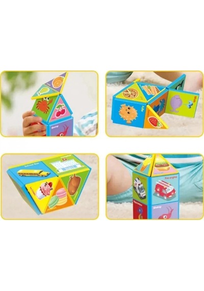 Eğitici Manyetik Bloklar 18 Parça - Mıknatıslı Zeka Küpleri - Montessori Bebek Yapboz Puzzle Seti