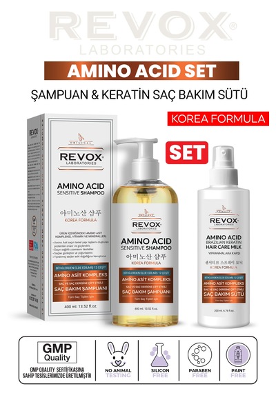 Amino Asit Saç Bakım Onarıcı, Nemlendirici, Dökülme Karşıtı Set / Şampuan & Keratin Saç Bakım Sütü Dökülen