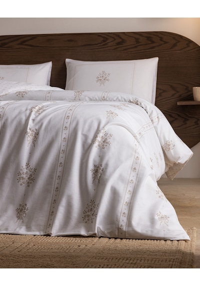 Madame Coco Victorie King Size %100 Pamuk Ranforce Baskılı Çarşaflı Nevresim Takımı - Bej 8684427333891 Çok Renkli