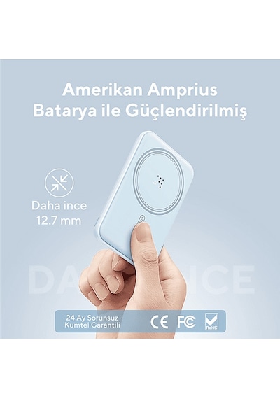 Voltme Magpak 5000mah Magsafe Kablosuz 22.5w Taşınabilir Şarj Cihazı Mavi Mavi