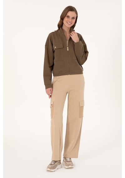 U.S. Polo Assn. Kadın Haki Fermuarlı Dik Yaka Sweatshirt 50299001-VR027 U.S. Polo Assn. Kadın Haki Fermuarlı Dik Yaka Sweatshirt 50299001-VR027
