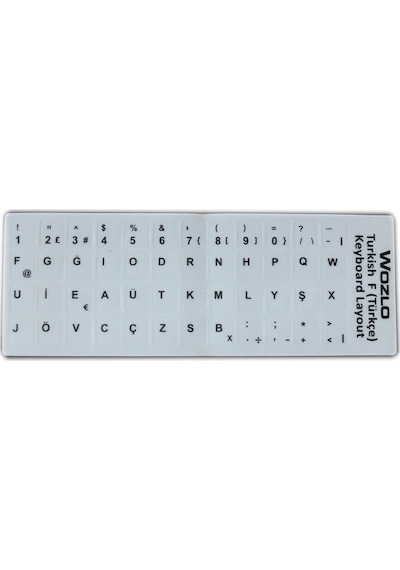 Laptoplar Için Türkçe F Klavye Sticker - Klavye Etiketi - Beyaz