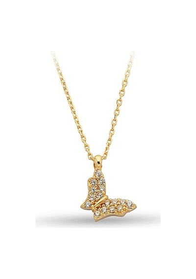 Çgk Çiğdem Gürel Kuyumculuk 14 Ayar Minimal Kelebek Kolye Gold
