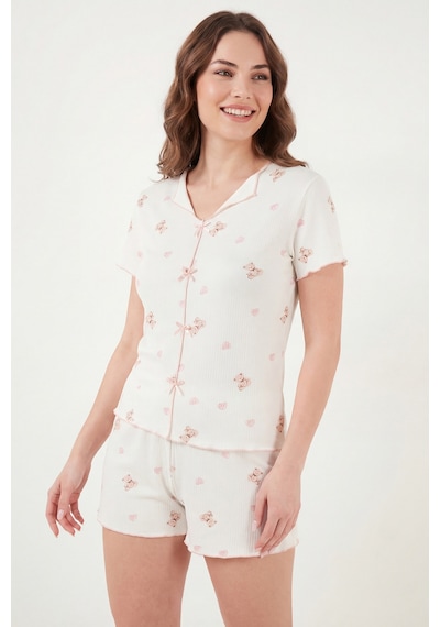 Lela Bayan Pijama Takımı 65770837 Beyaz-pembe