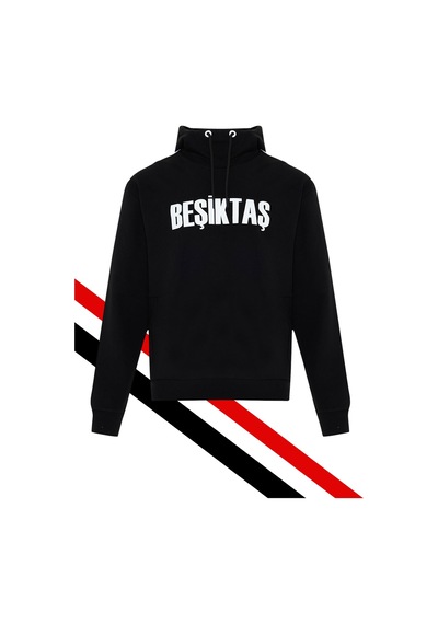 Beşiktaş Erkek Kapüşonlu Sweatshırt Uv Kutu Siyah Uv