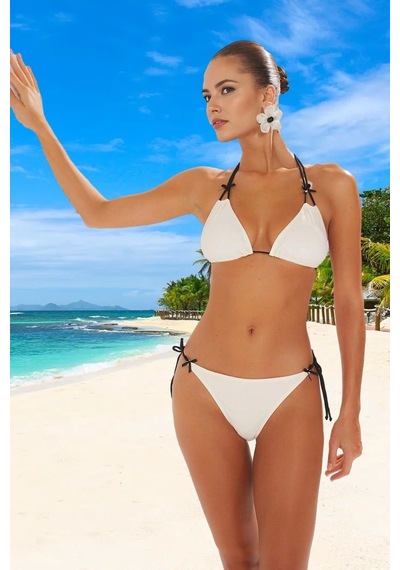 Ersefa Tasarım Bikini Takımı Özel Premium Kalite Uv Korumalı Plaj Ve Hav Ekru