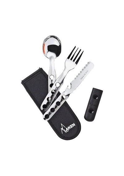 Laken Lk1410fn Çelik Çatal Kaşık Bıçak 3'lü Set Ve Neopren Kılıflı, Gri Diğer