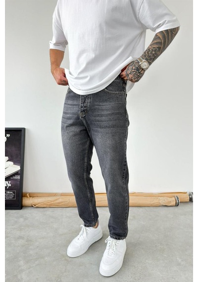 Füme Ters Dikiş Detay Boyfriend Pantolon