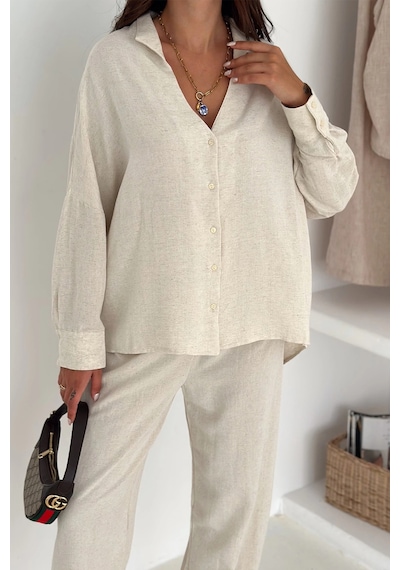 Asprin Fashion Gömlek Pantolon Takım Beyaz Beyaz
