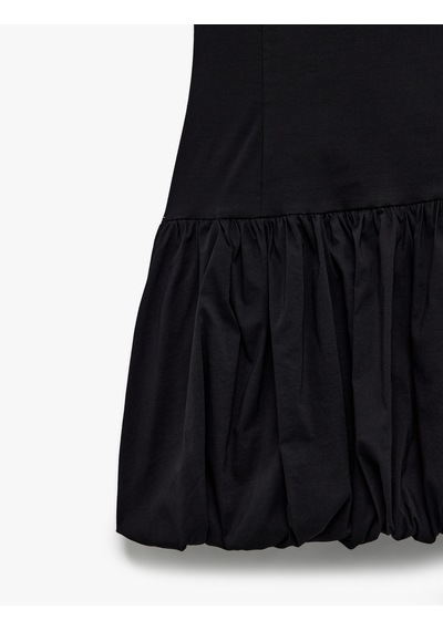 Koton U Yaka Slim Fit Kolsuz Mini Balon Elbise Siyah 5sal80153ıw Siyah