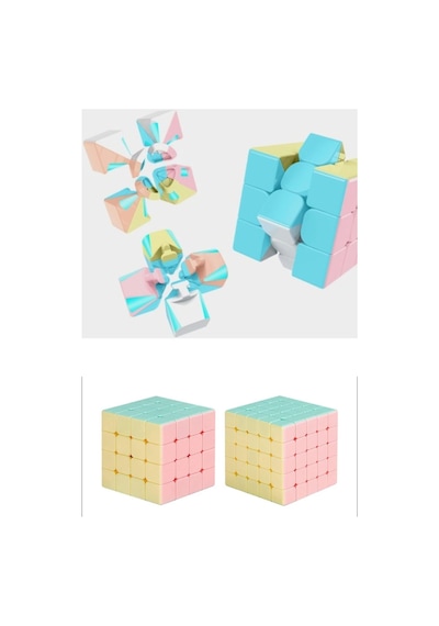 Moyu 2x2 & 3x3 & 4x4 & 5x5 Cube Set Pastel Renkli Stickersız 4 Lü Akıl Zeka Küp Seti