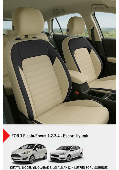 Mocha Taytüyü Oto Koltuk Kılıfı Ford Focus-fiesta-escort Uyumlu Bej