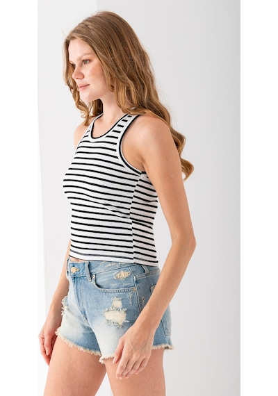 Giysa Kadın Bisiklet Yaka Çizgili Basic Body Siyah - 25510 Siyah