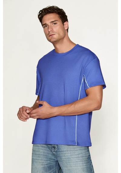 Grimelange Studıo Erkek Organik Pamuklu Biyeli Kısa Kollu Lacivert T-shirt