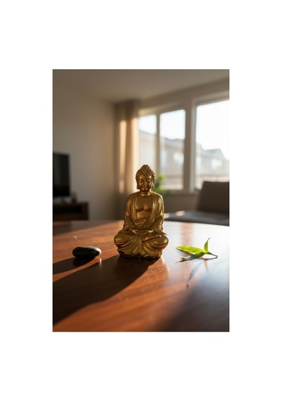 Meditasyon Yapan Buda Heykeli Zen Bahçesi Ve Yoga Köşesi Dekoru Spiritüel Biblo Altın