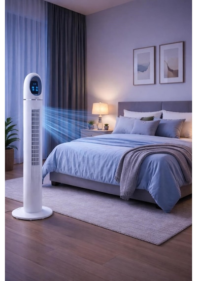 Auhma Acfn06 Kule Tipi Vantilatör 45w Uzaktan Kumandalı Sessiz Vantilatör Dokunmatik Led Ekranlı 3 Modlu
