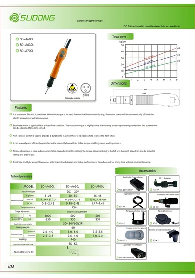 Sd-a700l-esd 1/4" Hex 1.47-4.41 Nm Elektrikli Torklu Tornavida