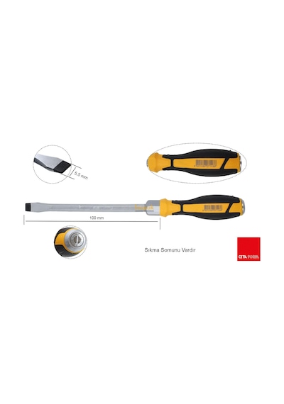 Ceta Form 5.5x100 Mm Düz Uçlu Çekiçlenebilir Darbeli Tornavida F10c-055-100