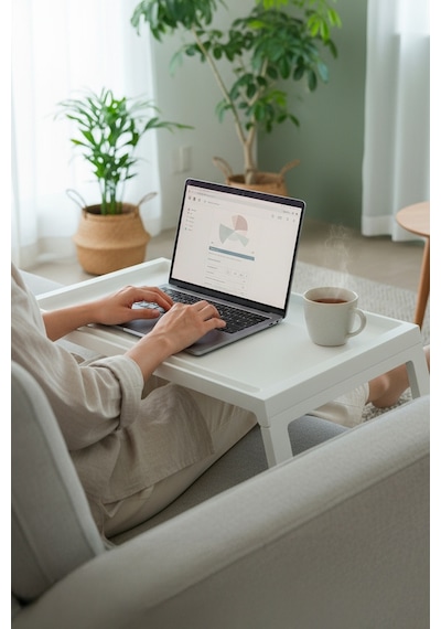 Katlanabilir Yatak Üstü Keyif Sehpası Laptop & Kahvaltı Sehpası 56 36 Cm Beyaz
