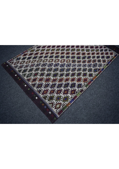 Zehra Abla Halı Yeni El Dokuması Eşsiz Karapınar Cecim Yün Kilim 7474 Çok Renkli