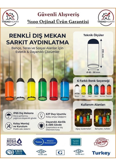 Trendhomm Ağaç Feneri - Dekoratif Bahçe Feneri - Su Geçirmez - 6 Renk