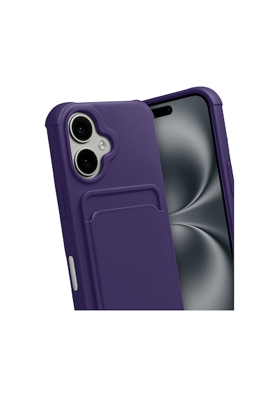 Apple Uyumlu iPhone 17 Kelvin Kartvizitli Silikon Derin Mor\