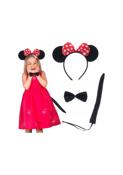 Veraura Lifestyle Minnie Mouse Kostüm Seti Taç Kuyruk Papyon Gösteri Seti Çok Renkli