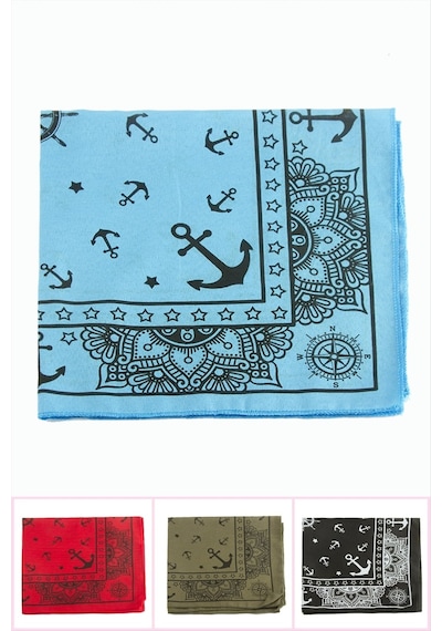 Zenviac456 Çapa Desenli Keten Bandana 50 50 Zenviac45678