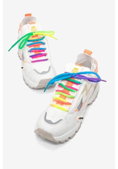Tonny Black Rahat Kalıp Renkli Lastik Boğazlı Bağcıklı Sneaker Kadın Beyaz Sneaker Tbtdyz1903