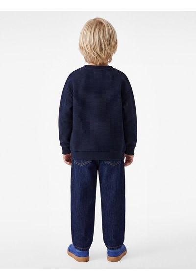 Koton Nakışlı Uzun Kollu Bisiklet Yaka Oversize Sweatshirt Lacivert 7wmb10150tk