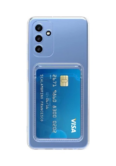Zore Galaxy A14 Kılıf Kartlıklı Şeffaf Nvth Setra Clear Silikon Kapak - Renksiz