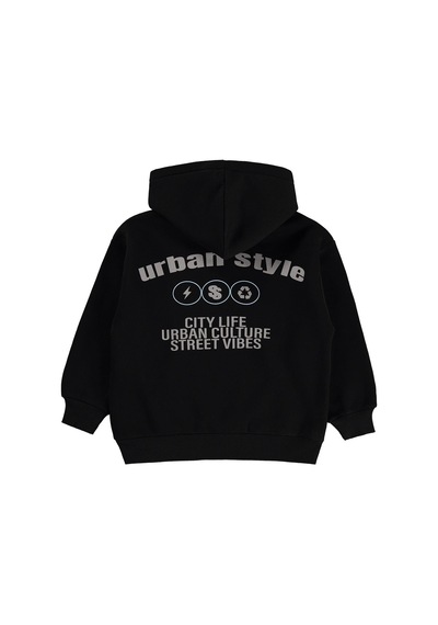 Civil Boys Civil Erkek Çocuk Urban Style Baskılı Sweatshirt 3 İp Uzun Kol Okul Kreş Ve Günlük Kullanım - Siyah